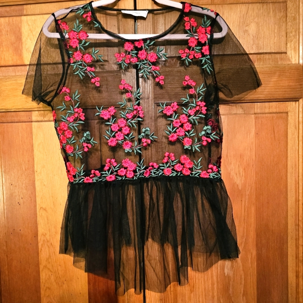 TWINKLE TWINKLE Tulle & Embroidered Top. Size S/M
